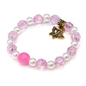 🔴Bracelet Pink Crystal Charm Stretch OS